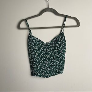 Reformation Floral Cami Tank Top Green Corset size 6